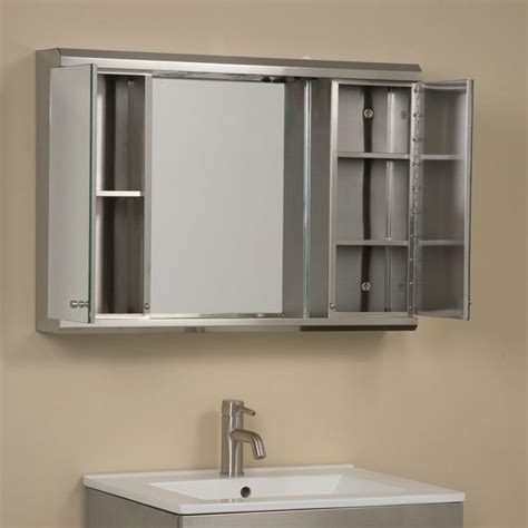 signature hardware illumine dual stainless steel cabinet with lighted mirror|Signature Hardware Illumine Dual Stainless Steel Cabinet With .